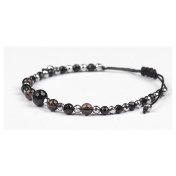 Bransoletka celebrytka czarny TURMALIN KWARC DYMNY HEMATYT ochrona i spokój